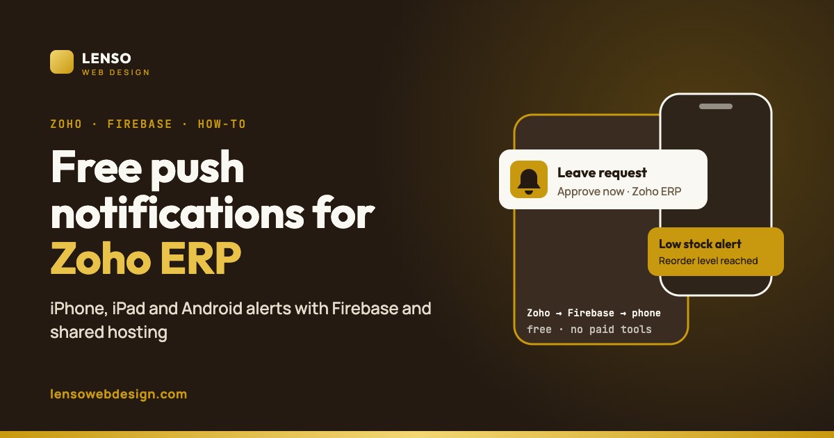 Free push notifications for Zoho ERP on iPhone, iPad and Android with Firebase