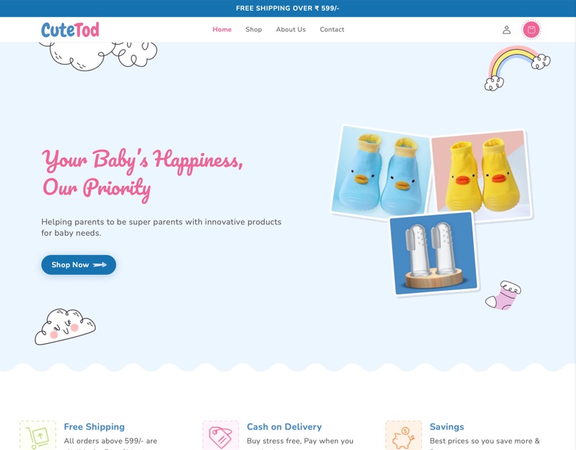 CuteTod online store built by LENSO