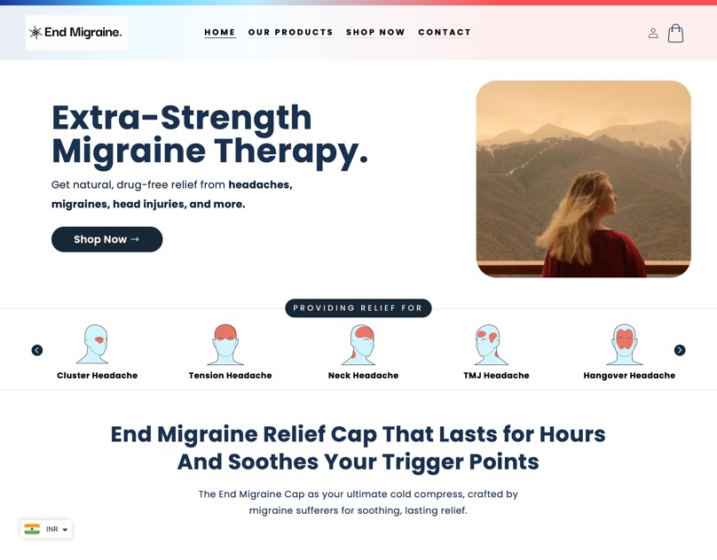 End Migraine online store built by LENSO